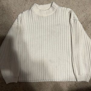 zara small white fancy knit top turtleneck
